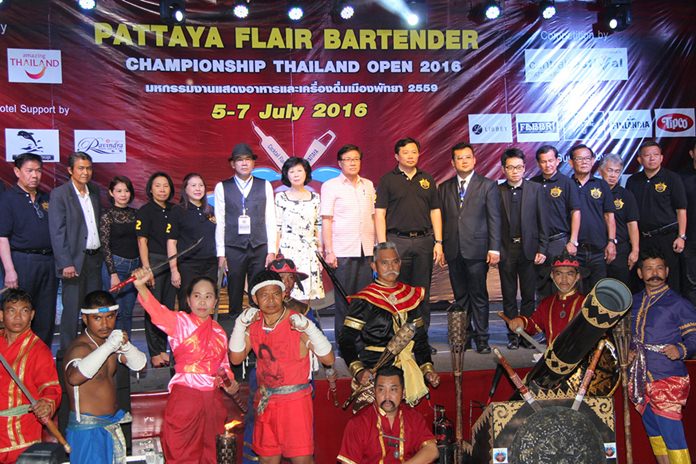 Officials and entertainers prepare to kick off the Pattaya Flair Bartender Championship Thailand Open 2016.