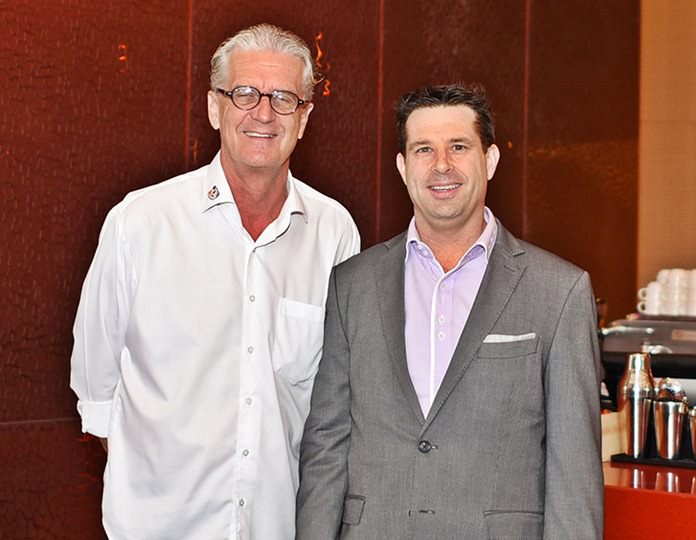 Jo Klemm, Executive Assistant Manager International Marketing Green Orange Media Co., Ltd., with Hayden Edgtton, General Manager of the Mövenpick Siam Hotel Pattaya.