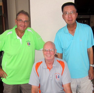 Brian Parish (center) poses with Andre Van Dyk (left) and Takeshi Hakozake.