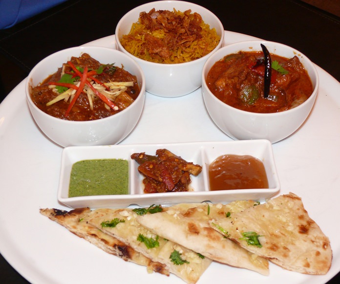 A medley of Indian dishes.