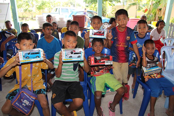 The children were delighted to receive toys as well.