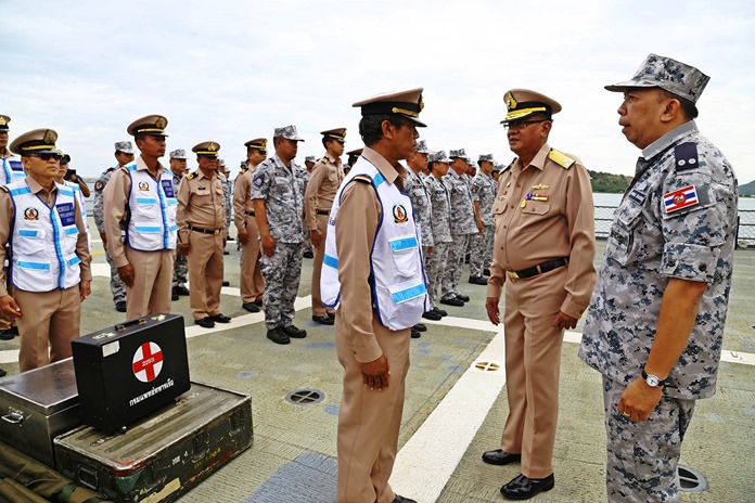 The Royal Thai Navy conducted a snap inspection of its patrol boats to ensure they are ready to aid victims of marine disasters during this year’s rainy season.