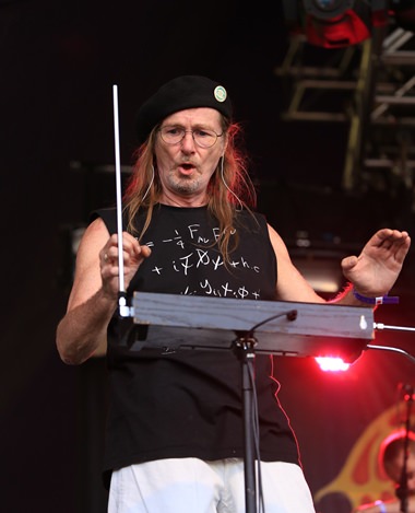 Tim Blake of Hawkwind casts a spell over his Keyboards.