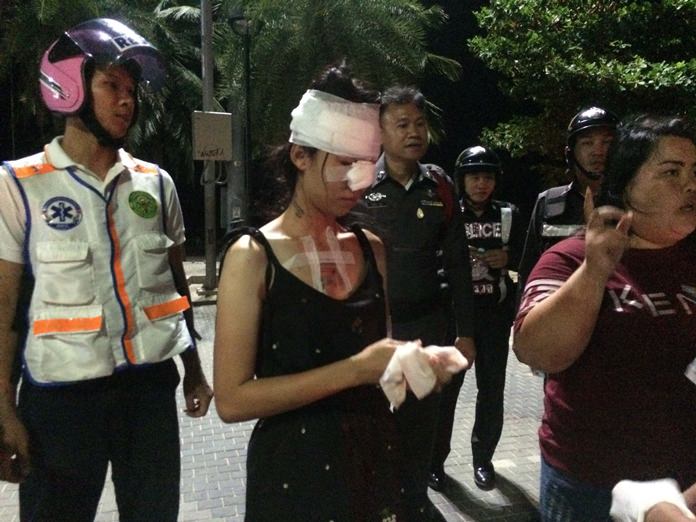 Alleged bully Janipa Kukiew suffered cuts to her face and multiple bruises during a bloody after-midnight brawl at the foot of Soi 6.