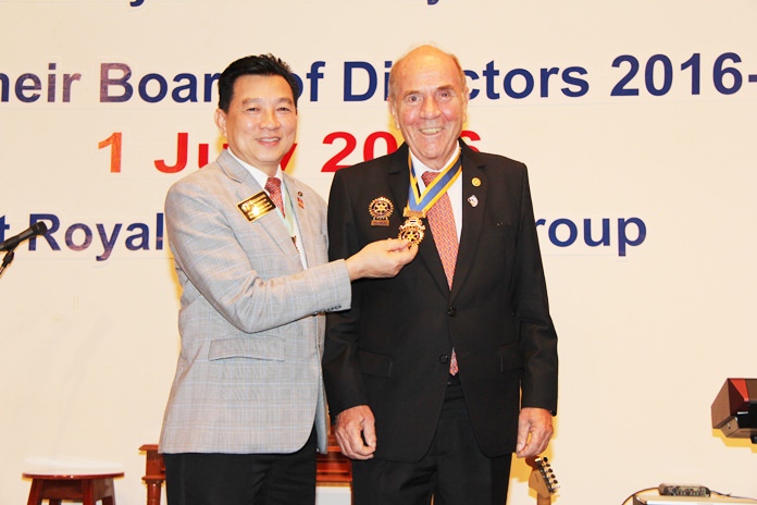Dr. Otmar Deter reinstalled as President of Rotary E-Club Dolphin Pattaya International.