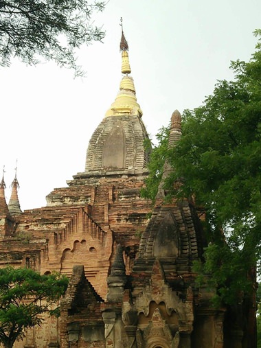 This photo provided by Soe Thura Lwin shows a damaged temple in Bagan, Myanmar, on Wednesday, Aug. 24, 2016. A powerful earthquake measuring a magnitude 6.8 shook central Myanmar on Wednesday, damaging scores of ancient Buddhist pagodas in Bagan, a major tourist attraction, officials said. (Soe Thura Lwin via AP)