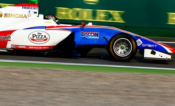 Thailand’s GP3 driver Sandy Stuvik races his car at the legendary Monza circuit in northern Italy, Sunday, Sept. 4.