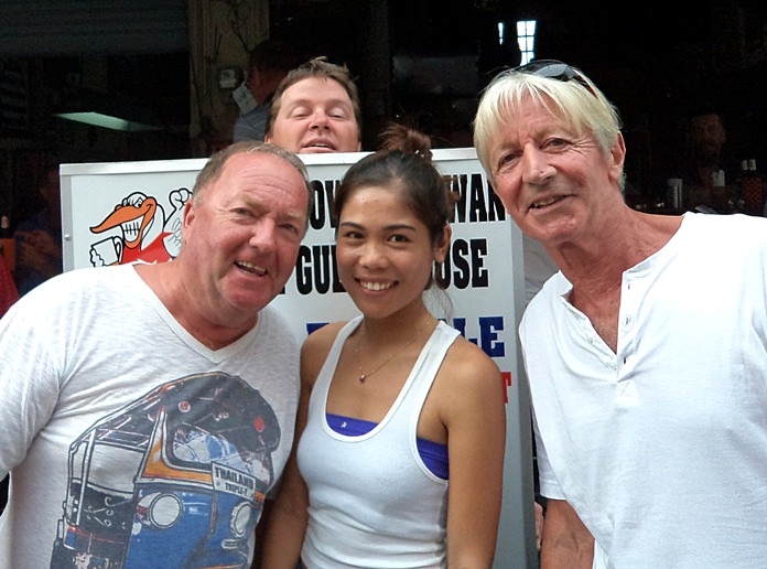 (L to R) JJ Harney with Rona Carungay and Patrick Poussier, Nolan Wise background.