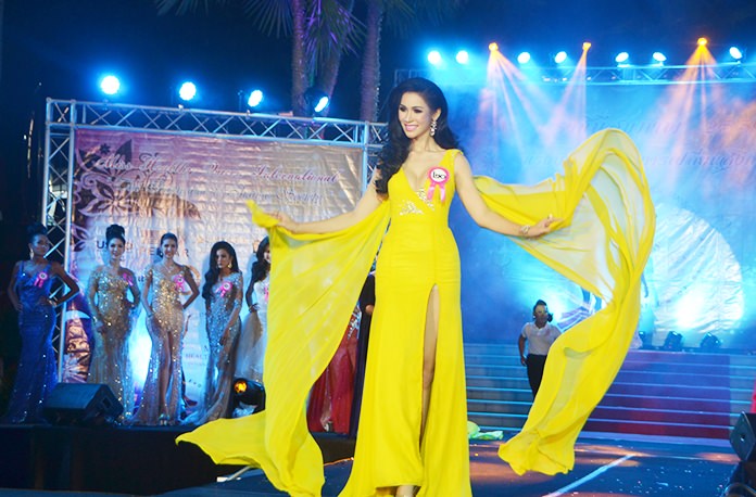 Contestants strut their stuff during on the catwalk.