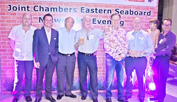 Dr. Roland Wein, executive director at GTCC, Daniel Boswell, F&B director at Holiday Inn Pattaya, Dr. Sutharm Valaisathien, president of the BeLu-Thai Chamber of Commerce, Helmut Buchberger, ABC Asian Business Consulting, Simon Matthews from Manpower, Graham Macdonald MBE, chairman of the SATCC and Hans van den Born, executive director at NTCC.
