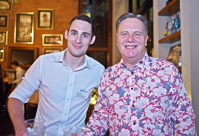 Michael Wagstaff, Partner - Eastern Seaboard at the Parker Bridge Recruitment Co., Ltd., Eastern Seaboard Branch chats with Simon Matthews from Manpower.