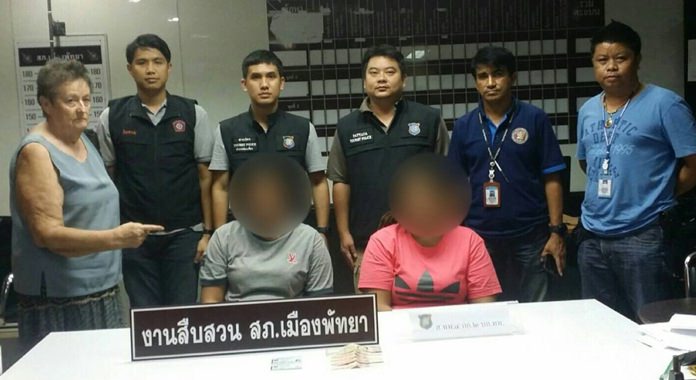 Usa Eimsa-ard and Maleenee were arrested for stealing an Australian tourist’s wallet on a Pattaya baht bus.