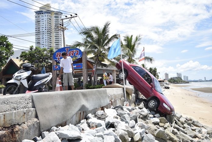 Authorities said the driver of this car likely was suffering a respiratory problem, which caused his crash.