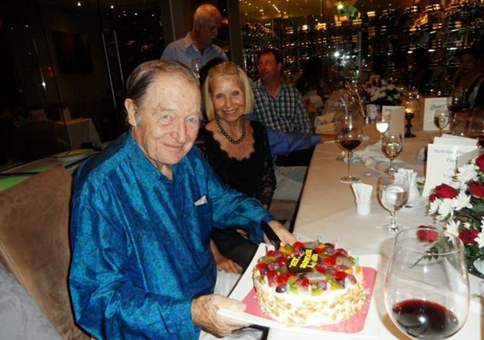  Volker Fischer cuts his birthday cake.