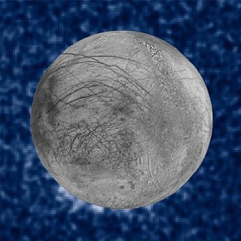 This Jan. 26, 2014 image provided by NASA shows a composite image of possible water plumes on the south pole of Jupiter’s moon Europa. (NASA via AP)