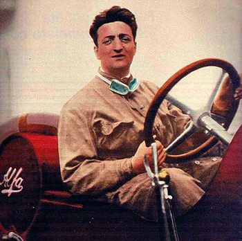 Enzo Ferrari and an Alfa.