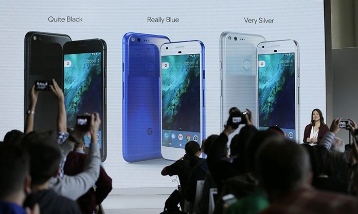 In this Tuesday, Oct. 4, 2016, file photo, Sabrina Ellis, Google director of product management, talks about the colors of the new Google Pixel phone during a product event, in San Francisco. Google’s Pixel doesn’t offer a lot that’s new. Yet it’s still one of the best out there (AP Photo/Eric Risberg, File)