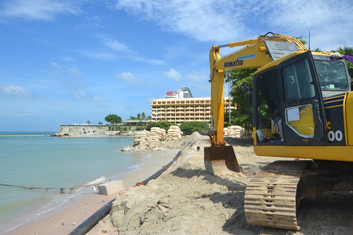 Chonburi Deputy Gov. Chaichan Eimcharoen said at a public briefing that the long-delayed, 430-millon-baht project to restore Pattaya Beach to 35 meters wide and add breakwaters to prevent erosion is scheduled for completion by May 20. 