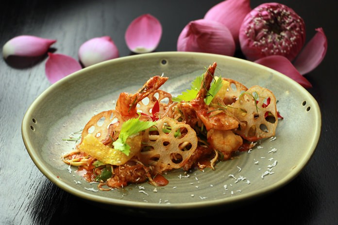 Delicious lotus roots dishes at Hilton Pattaya.
