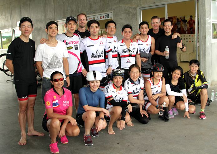Budding triathlon stars pose for a group photo with instructors at the Pattana Golf Club & Resort training weekend, Sunday, October 30.