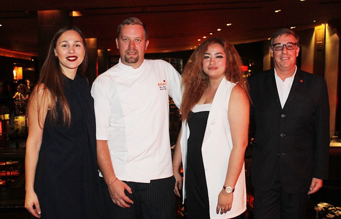 (L to R) Liepa Olsauskaite, Wine Brand Ambassador for Pernod Ricard Thailand, Shaun Venter, executive chef at Amari Pattaya, Natthapaporn Noichan-ad, customer development manager at Pernod Ricard Thailand, and Richard Gamlin, resident manager at Amari Pattaya.