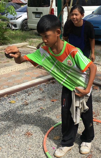 Always good to have some motherly support in the petanque competition.