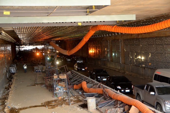 Traffic was diverted into the tunnel for the first time last week...