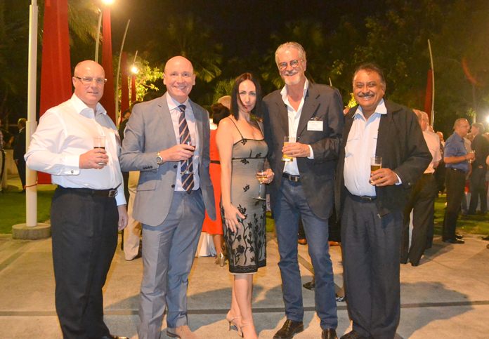 Mark Spiegel, vice chairman at the JFCCT, Grant Gillies, head of primary at Regents International School, Kirsty Paiboontanasin, director of operations at Regents School, Jo Klemm, International Business and Marketing Director at Go Property, and Peter Malhotra, MD of Pattaya Mail Media Group.