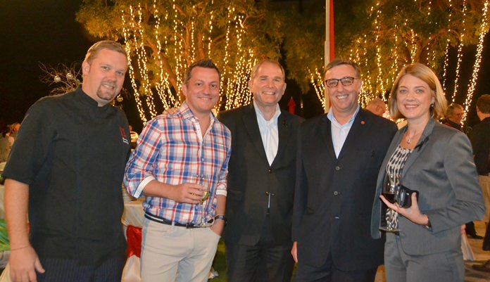 Shaun Venter, executive chef of Amari Pattaya, Daniel Boswell, F&B Director at Holiday Inn Pattaya, Rob Rijnders, Area GM of Amari Hotels, Richard Gamlin, RM of Amari Pattaya and Kate Gerits, GM of Holiday Inn Pattaya. 