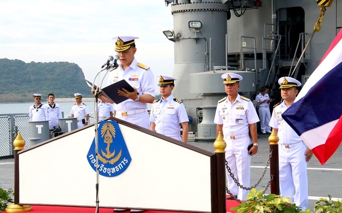 Adm. Suchiep Wangmaithree, commander of the Royal Thai Fleet, blessed his sailors to commemorate the 93rd anniversary of the main fighting force.