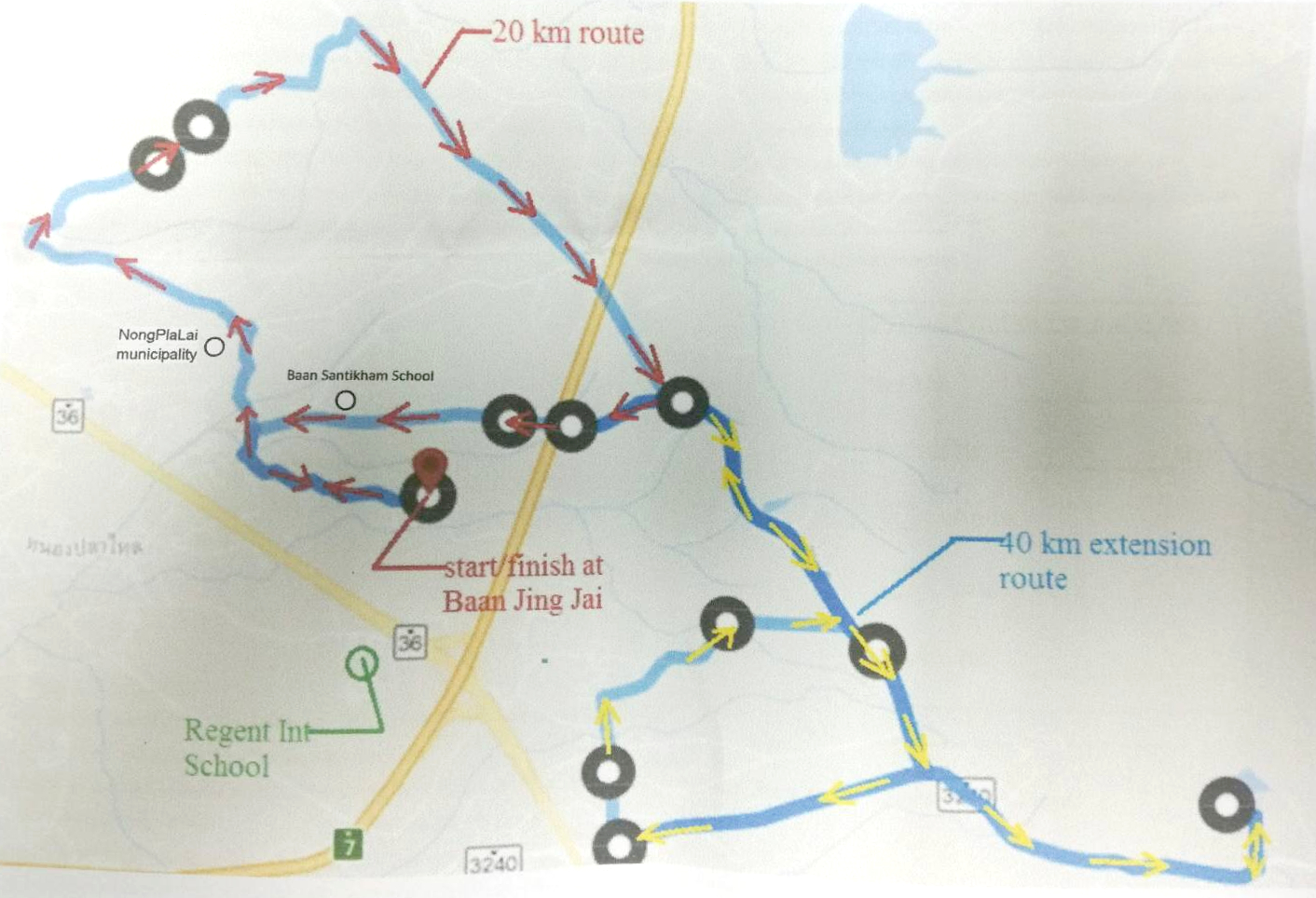 Map of the bike routes for the event.