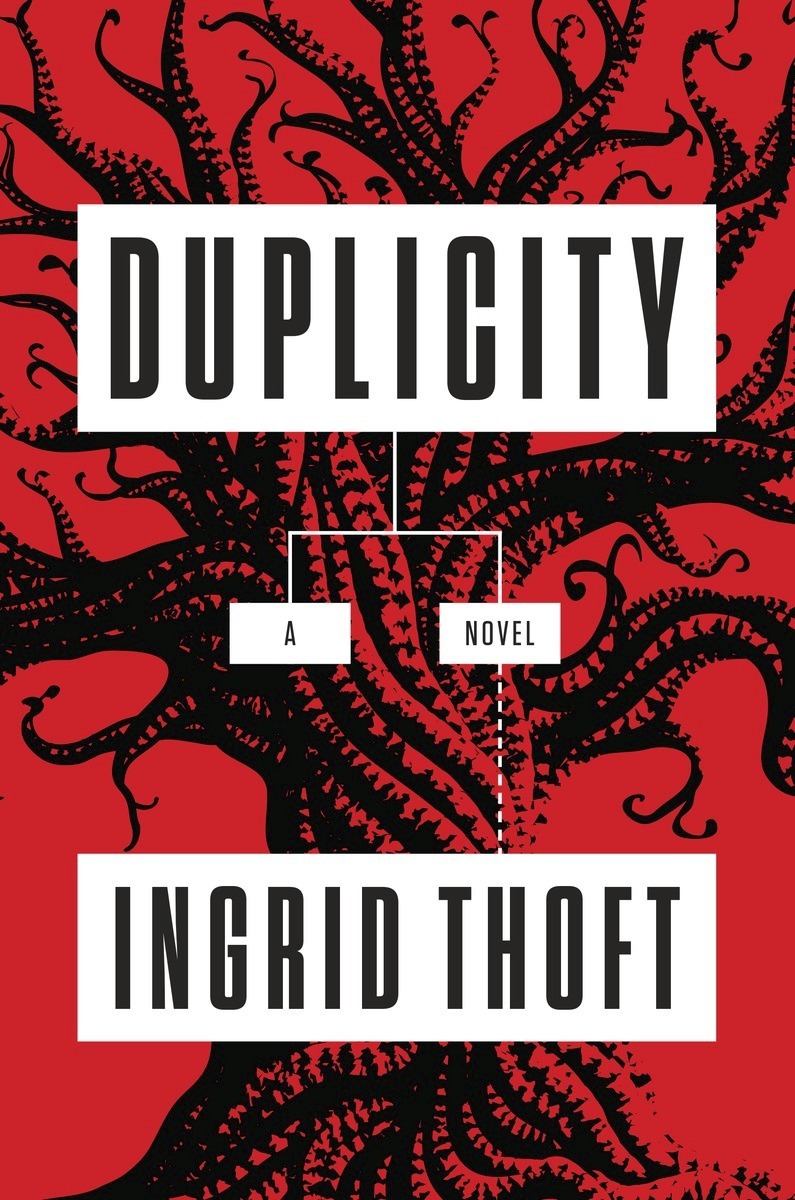 This image provided by Penguin Random House shows the book cover of "Duplicity" by Ingrid Thoft.  (Penguin Random House via AP)