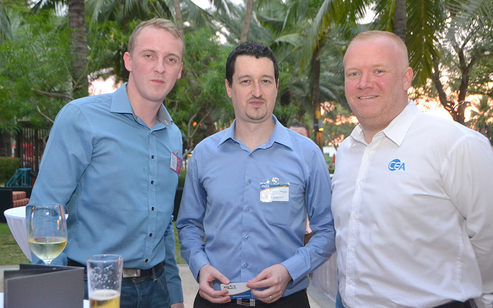 (L to R) Craig Mackenzie from PRTR, Damien Kerneis, Co-Founder of Webdee Group Co, Ltd., and Earl Brown, Marketing and Communications Manager at CEA Project Logistics.