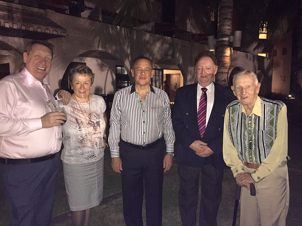 (L to R) Brian Songhurst, President-elect Rotary Club Eastern Seaboard, Mag Rittinghaus, H.E. Geoffrey Doidge, Allan Riddell, Counselor to the Board of the SATCC, and Archie Dunlop.