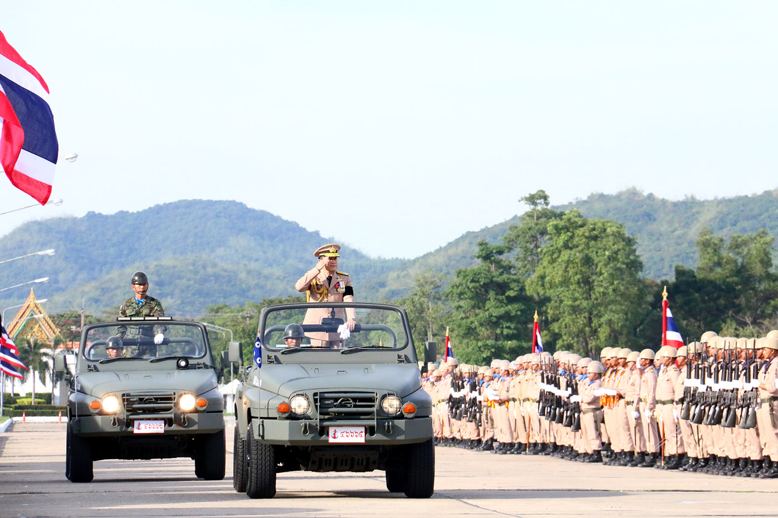 Adm. Na Areenij, commander-in-chief of the Royal Thai Navy, presided over Thai Armed Forces Day at Sattahip Naval Base.