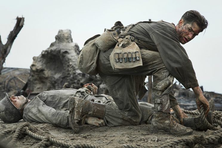 Andrew Garfield is shown in a scene from Mel Gibson's new movie, ‘Hacksaw Ridge’. (Photo/Lionsgate)