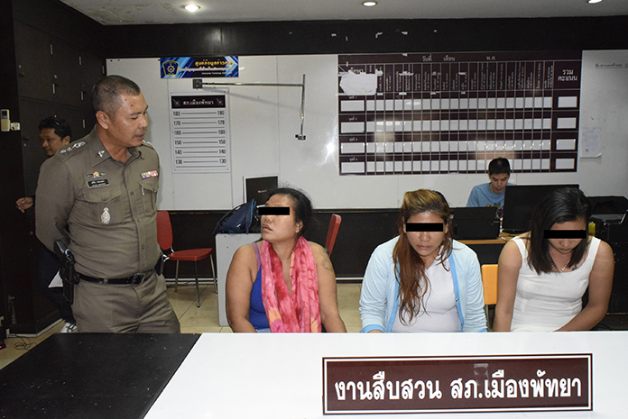 Pattaya police chief, Pol. Col. Apichai Krobpetch (left) said the arrests stemmed from stepped-up patrols of hotels, rental accommodations and entertainment venues on Valentine’s Day.
