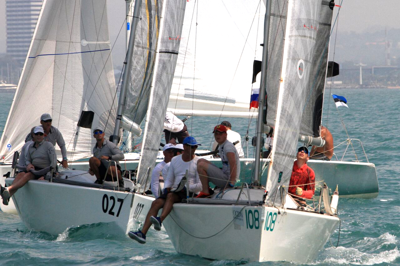 Platu crews check for wind in the testing conditions.