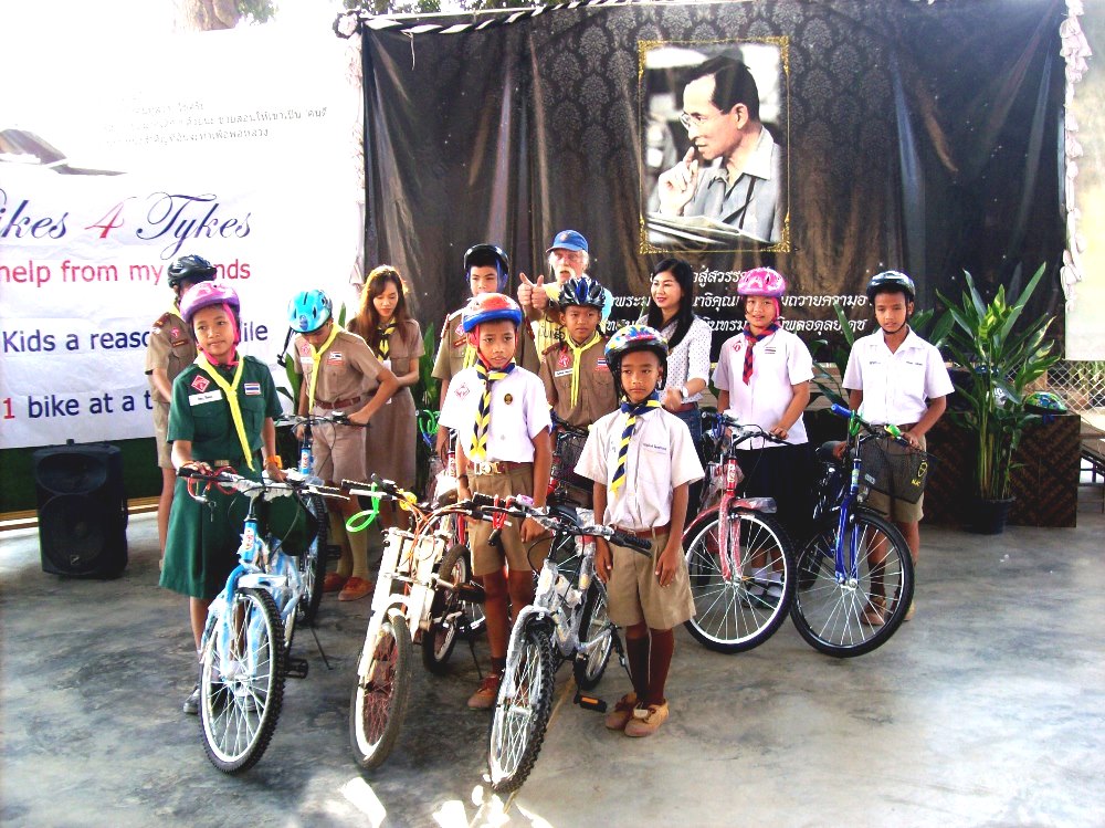 Some proud owners of new bicycles.