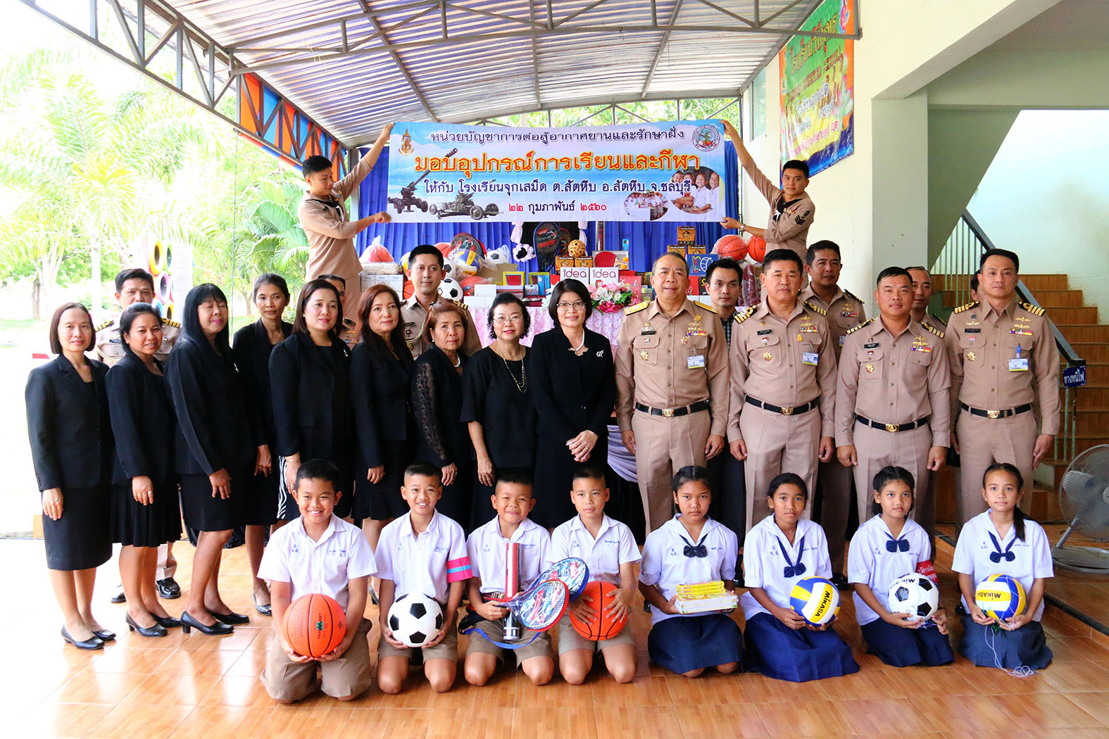 The Royal Thai Navy donated sports and education equipment Juksamet School.