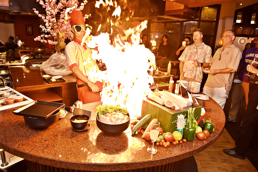 The talented chefs created dish after dish of delicious and sometimes flaming delicacies.