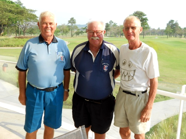 Elias Magnusson (left) with Henning Olsen (right) and Dave 'The Admiral ' Richardson.