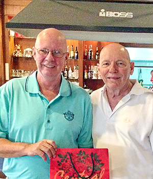 Golfer of the Month Brian Parish (left) with Bill of BJ’s Lodge.