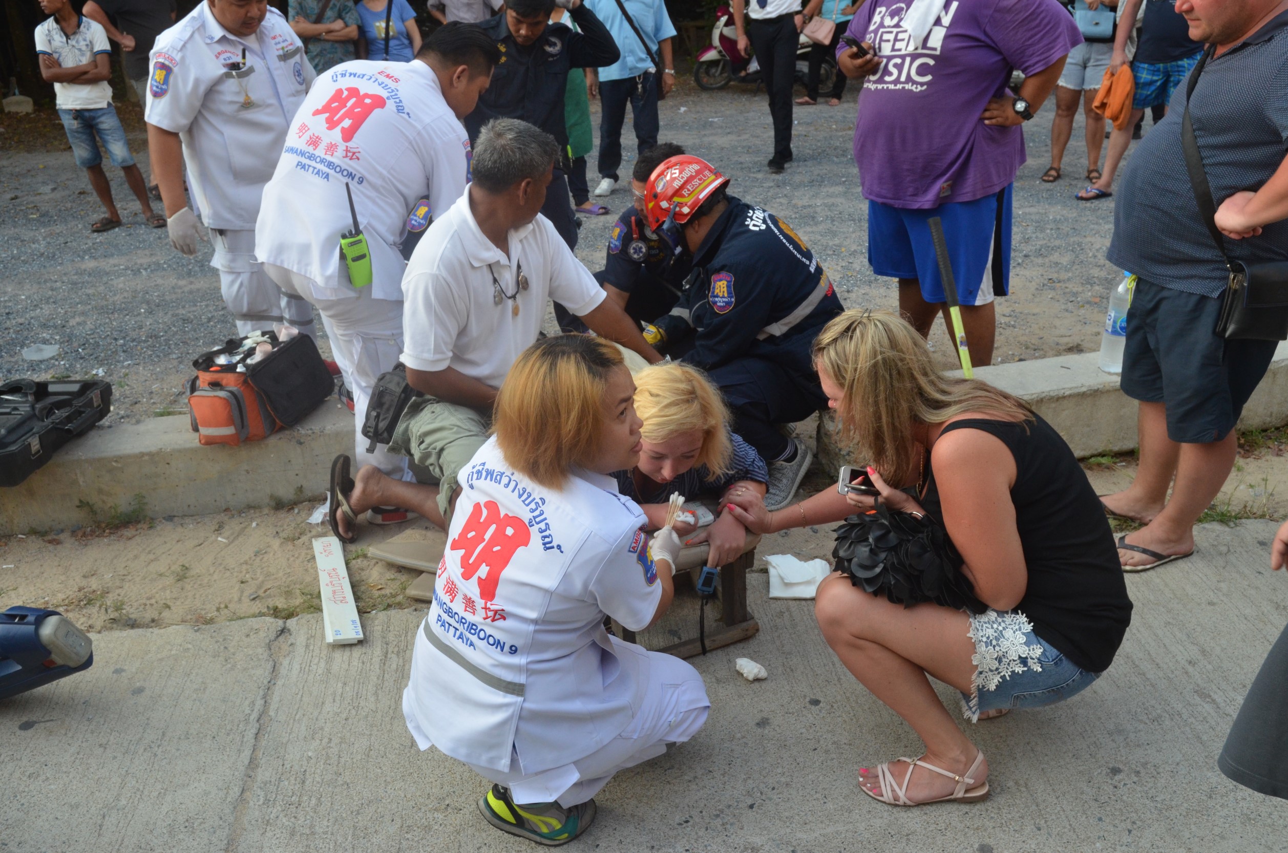 Tatiana Kuzina was hurt when she accidently stepped on a metal spike.