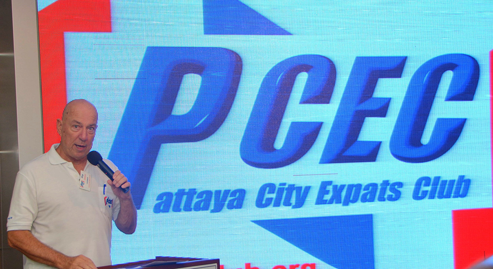 MC Roy Albiston welcomes everyone to the regular PCEC Sunday meeting noting that there are only 3 meetings remaining at the Tavern by the Sea. The Sunday meeting on April 2, starting the PCEC's 17th year, will be at Holiday Inn Executive Tower.