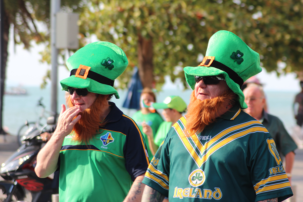 A pair of Irish lads brave the heat in the annual Pattaya St. Patrick’s Day Parade on March 17 this year, which was a quieter affair than usual as the participants paid respects to His Majesty the late King Bhumibol Adulyadej, and to the current monarch, King Vajiralongkorn Bodindradebayavarangkun. It was also the first time that His Excellency Brendan Rogers, Ambassador at the Embassy of Ireland in Bangkok attended the event.