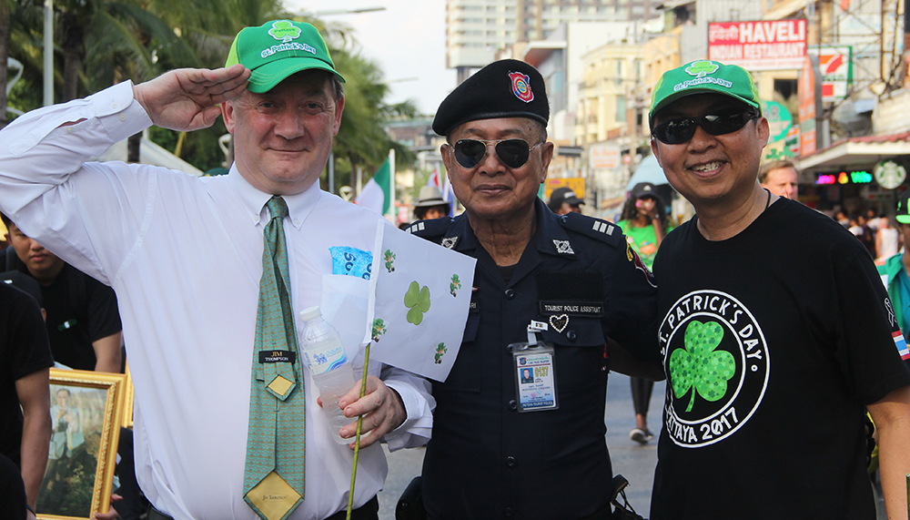 Ambassador Rogers marched the parade with Father Peter and a member of the Tourist Police.