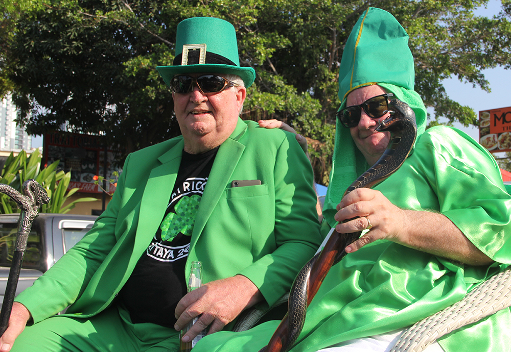 Derrick Kane, founder of the parade, with St. Patrick.