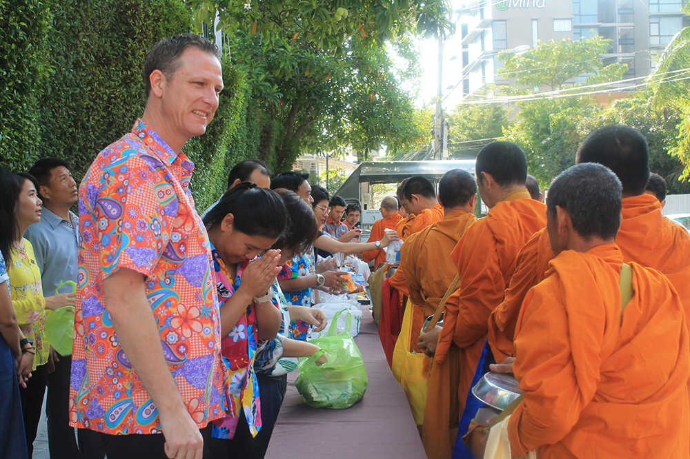 Jonas Sjöstedt, general manager of Centara Pattaya Hotel presides over the Buddhist ceremony to celebrate the traditional Thai New Year and sixth anniversary of the hotel.