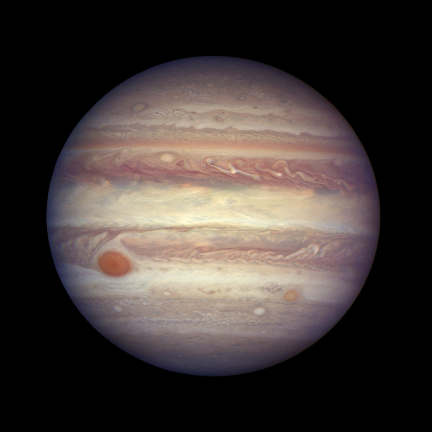 This image made available by NASA shows the planet Jupiter when it was at a distance of about 668 million kilometers (415 million miles) from Earth. Jupiter was extra close and extra bright last week, and the Hubble Space Telescope took advantage of the opportunity to make this photo of the gas giant. (NASA, ESA, and A. Simon (GSFC) via AP)